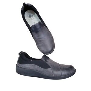 Clarks Cloudsteppers Sillian Paz Womens 7.5 Black Slip On Comfort Shoes‎